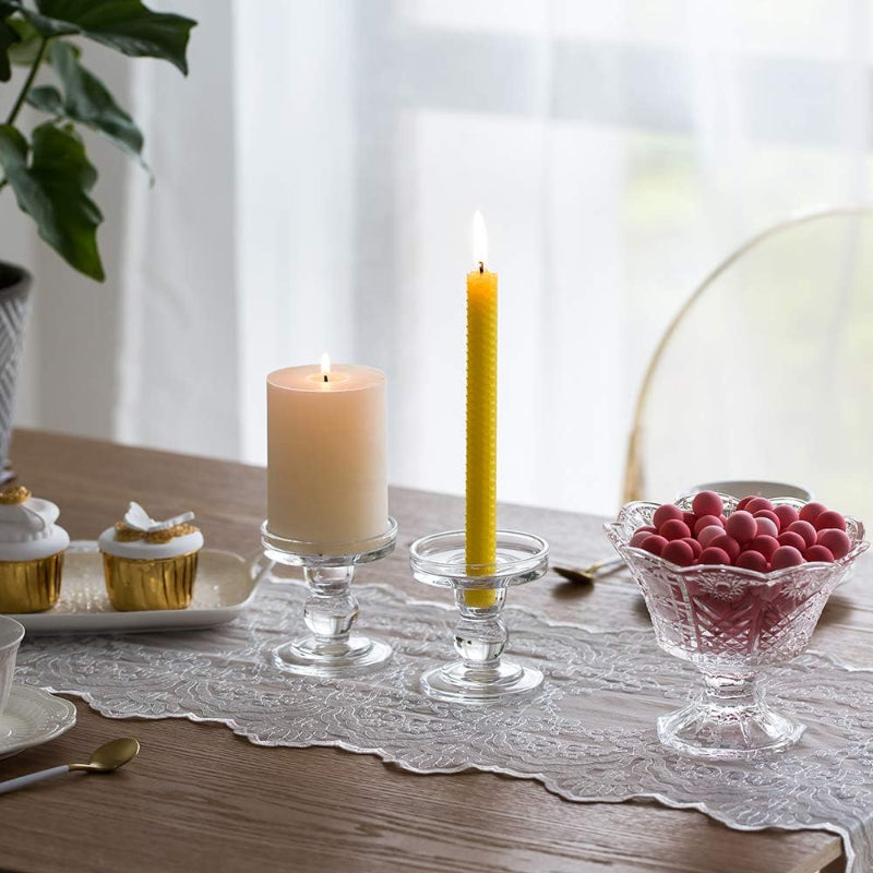 2 Pack Clear Decorative Glass Taper Candlestick Holders