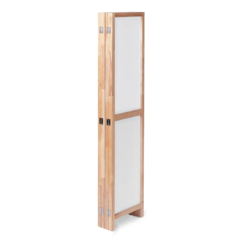 Partition Room Divider - Four-Panel Folding Privacy Screen Room Divider with Solid Wooden Frames
