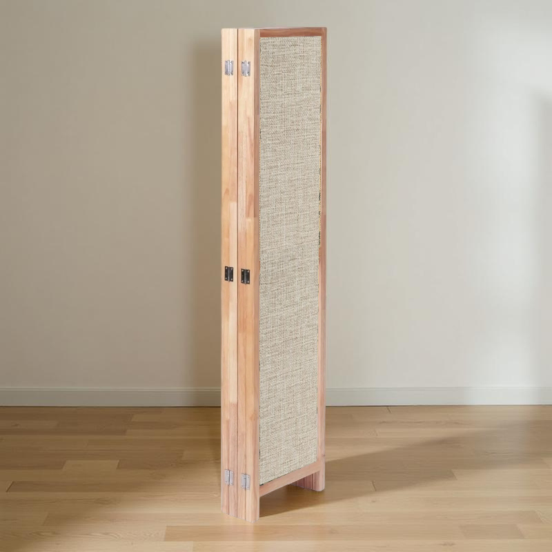 Partition Room Divider - 4 Panel Fabric Folding Screen Room Divider with Solid Wooden Frames