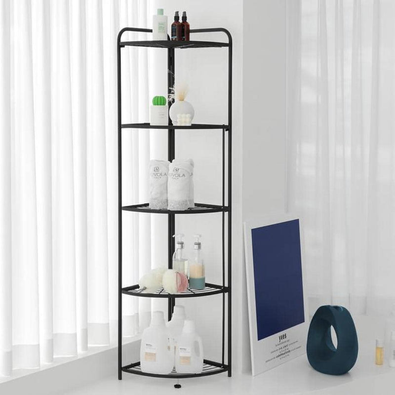 5 Tier Storage Rack Organizer - Stylish Metal 5 Tier Multipurpose Kitchen Shelf Corner Storage Rack Organizer