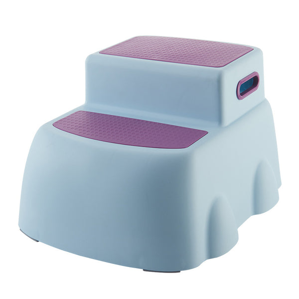 Children's Two-Step Stool - Ergonomic Plastic Toddler Two-Step Anti-Slip Stool with Handles