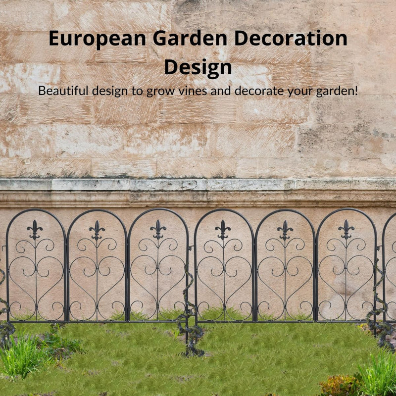 Garden Fence Panels - Set of 5 Vintage Style Decorative Garden Fence Panels