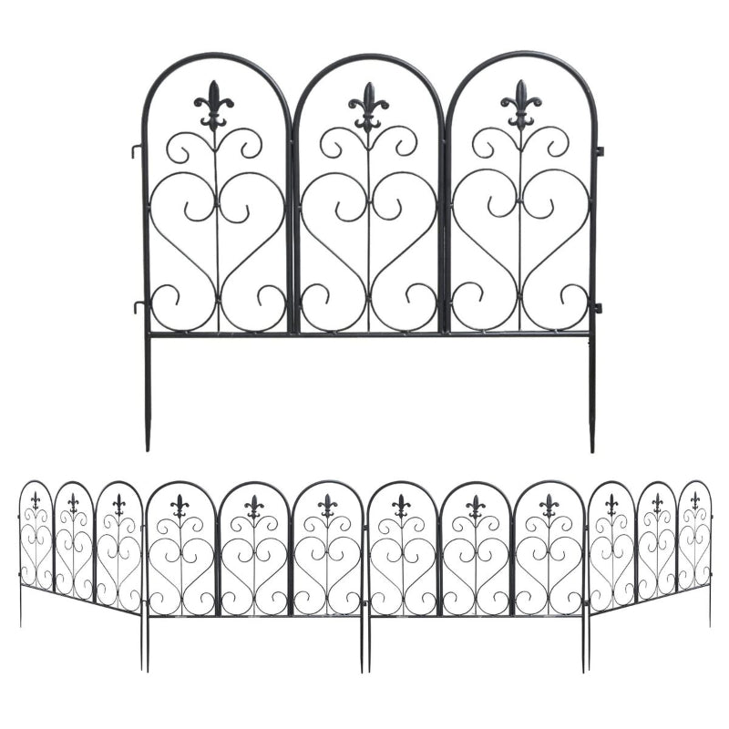 Garden Fence Panels - Set of 5 Vintage Style Decorative Garden Fence Panels