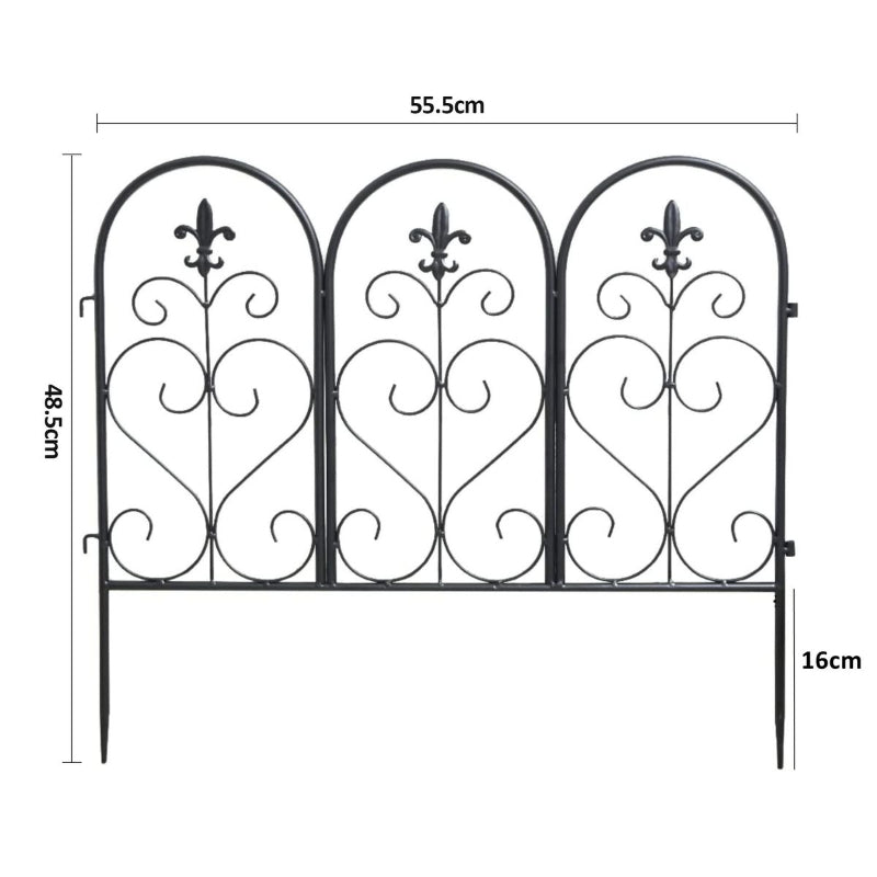 Garden Fence Panels - Set of 5 Vintage Style Decorative Garden Fence Panels