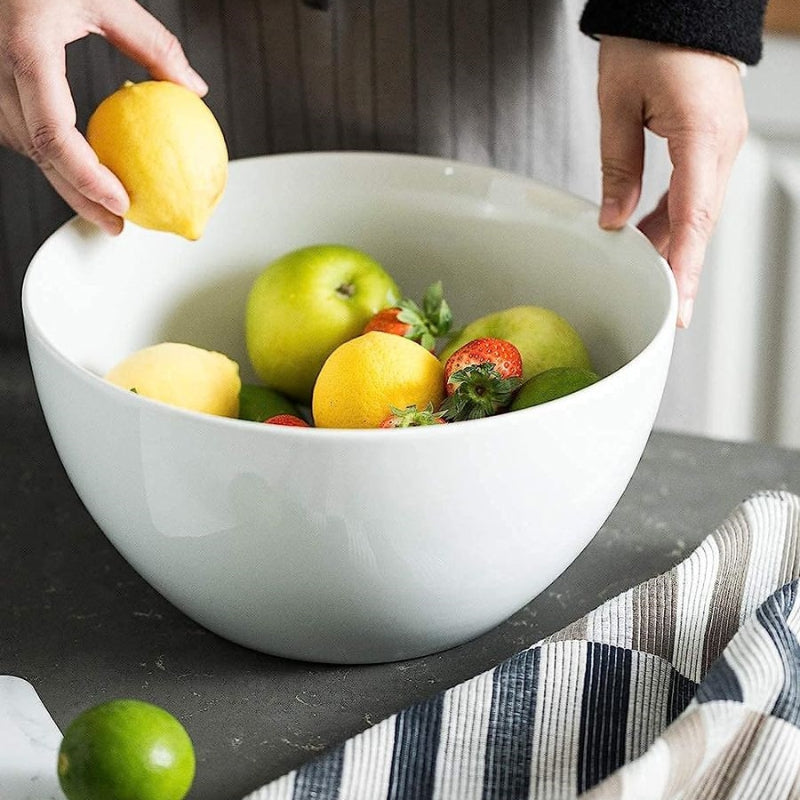 Large Round Shape White Porcelain Serving Bowl