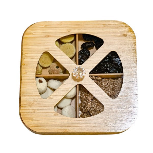 Multifunction Eco-Friendly 4-Section Bamboo Dry Fruit Snack Storage Box with Lid