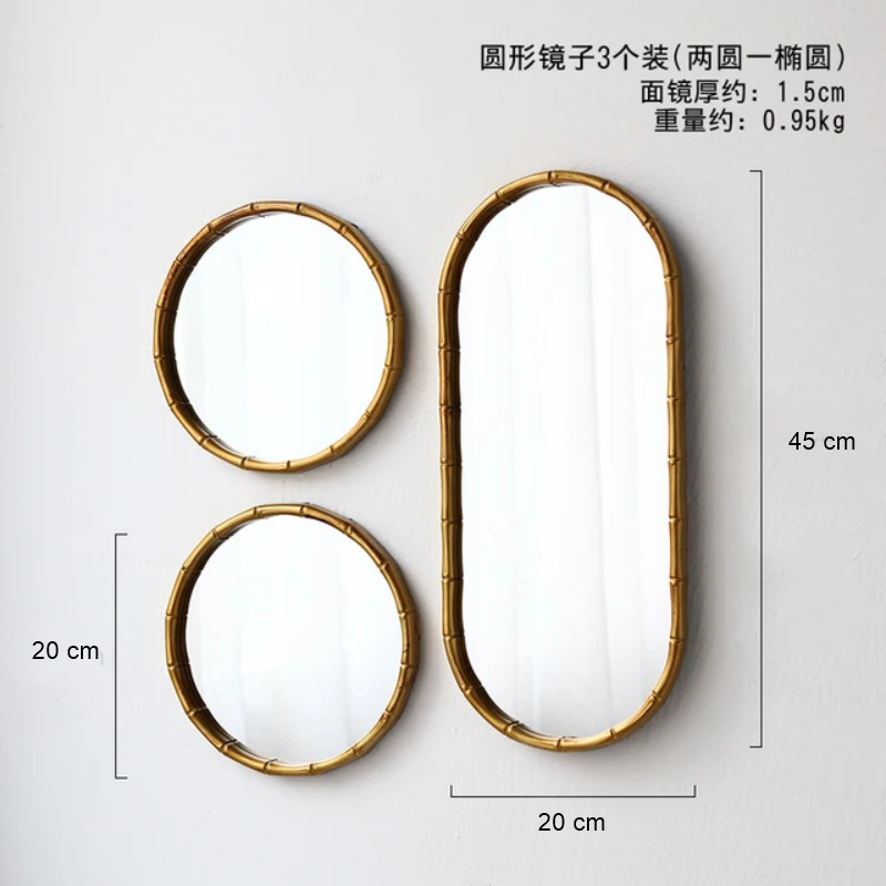 Wall Mirror Set - 3 Piece Decorative Wall Hanging Mirror Set