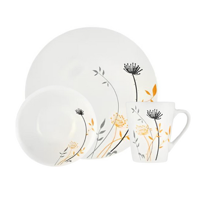 Dinnerware Set - 12 Piece Elegant Flower Design Dinnerware Set