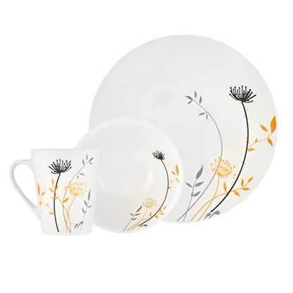 Dinnerware Set - 12 Piece Elegant Flower Design Dinnerware Set