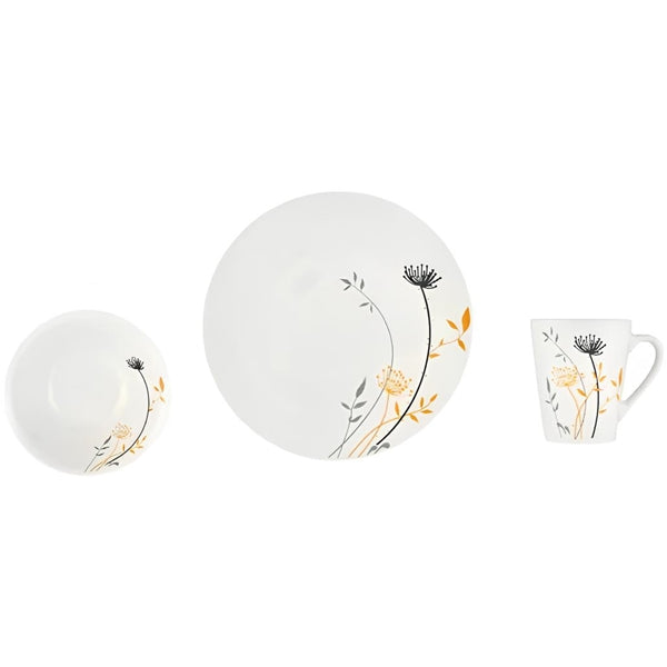 Dinnerware Set - 12 Piece Elegant Flower Design Dinnerware Set