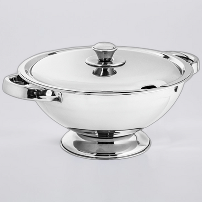 Soup Tureen - 26cm 3.5L Stainless Steel Soup Tureen with Lid and Serving Ladle