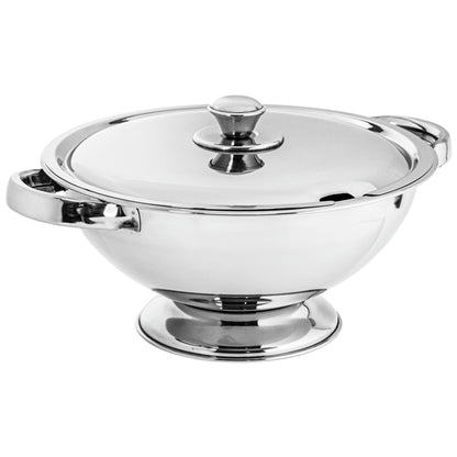 Soup Tureen - 26cm 3.5L Stainless Steel Soup Tureen with Lid and Serving Ladle