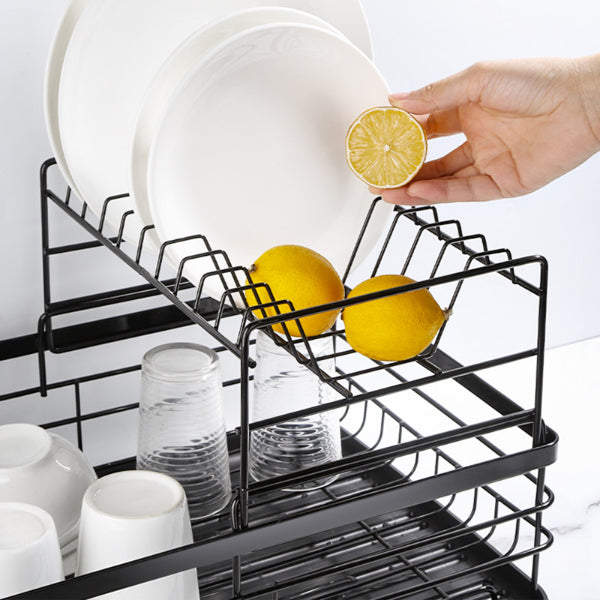 Dish Drainer - 2 Tier Kitchen Dish Drainer with Utensil Holder