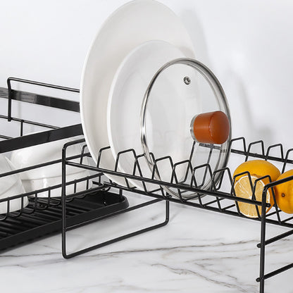 Dish Drainer - 2 Tier Kitchen Dish Drainer with Utensil Holder