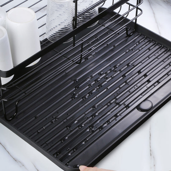 Dish Drainer - 2 Tier Kitchen Dish Drainer with Utensil Holder