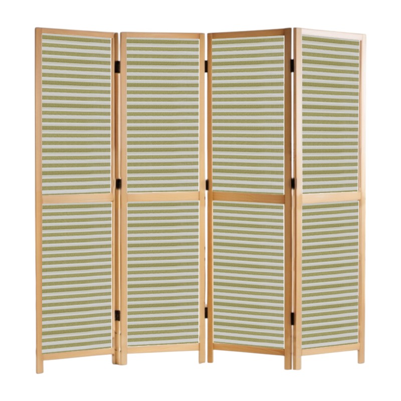 Partition Room Divider - 4-Panel Single-Sided Upholstery Fabric Folding Screen Room Divider with Wooden Frame