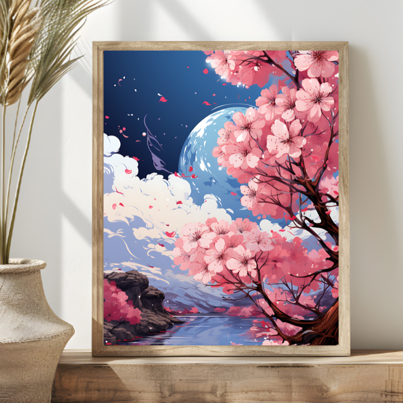 Wall Art Deco -  Beautiful Sakura Cherry Blossom Wall Art Print with A Random Lightweight 30*40cm Frame