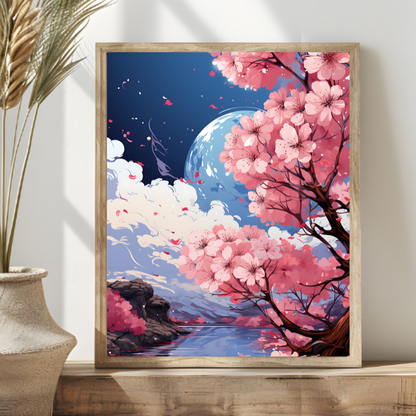 Wall Art Deco -  Beautiful Sakura Cherry Blossom Wall Art Print with A Random Lightweight 30*40cm Frame