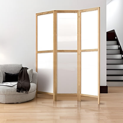 Partition Room Divider - 3 Panel Folding Privacy Screen Room Divider with Solid Wooden Frames