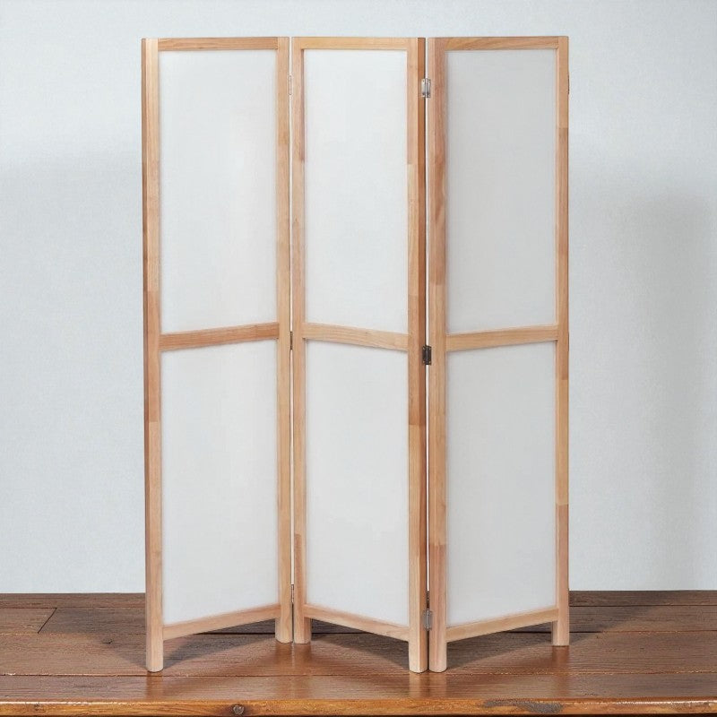 Partition Room Divider - 3 Panel Folding Privacy Screen Room Divider with Solid Wooden Frames