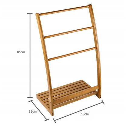 Towel Storage Rack - 3 Rail Bamboo Freestanding Towel Storage Rack Stand