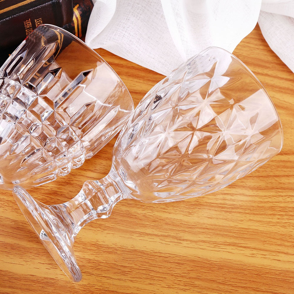 Embossed Wine Glass - 6 Piece Embossed Design Glassware Wine Glass Goblets Set