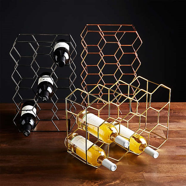 Wine Rack - Geometric Lightweight Gold Wine Rack for 11 Wine Bottles