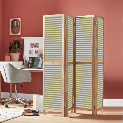 Partition Room Divider - 4-Panel Single-Sided Upholstery Fabric Folding Screen Room Divider with Wooden Frame
