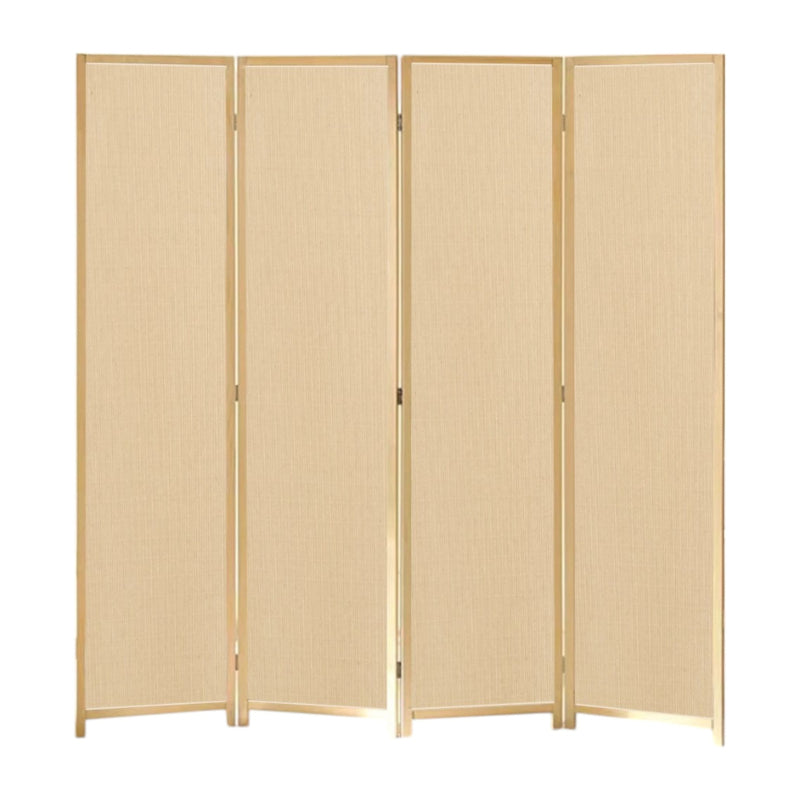 Partition Room Divider - 4-Panel Canvas Folding Privacy Screen Room Divider with Solid Smooth Wooden Frame