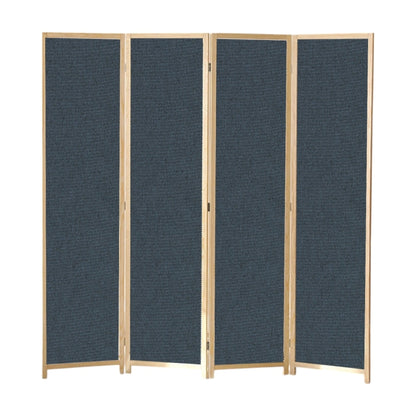 Partition Room Divider - 4-Panel Canvas Folding Privacy Screen Room Divider with Solid Smooth Wooden Frame