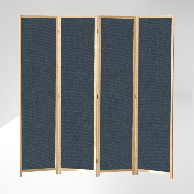 Partition Room Divider - 4-Panel Canvas Folding Privacy Screen Room Divider with Solid Smooth Wooden Frame