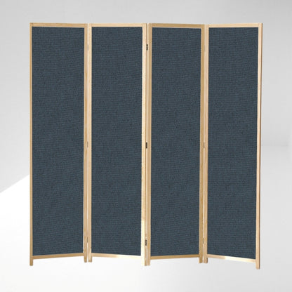 Partition Room Divider - 4-Panel Canvas Folding Privacy Screen Room Divider with Solid Smooth Wooden Frame