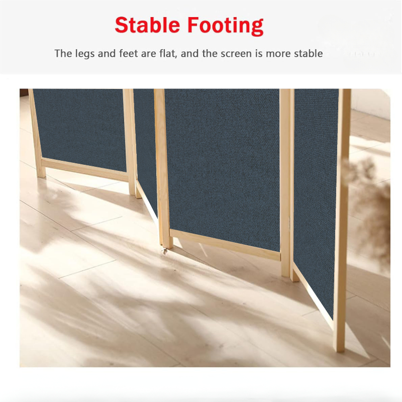 Partition Room Divider - 4-Panel Canvas Folding Privacy Screen Room Divider with Solid Smooth Wooden Frame