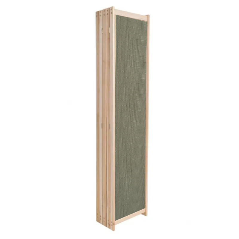 Partition Room Divider - 4-Panel Olive Canvas Folding Privacy Screen Room Divider with Solid Smooth Wooden Frame