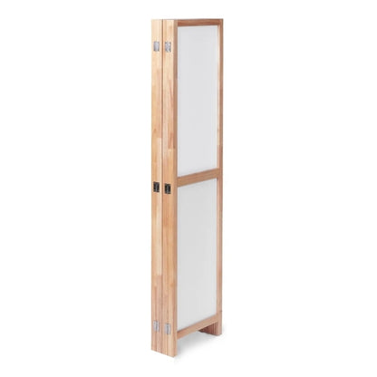 Partition Room Divider - Four-Panel Folding Privacy Screen Room Divider with Solid Wooden Frames