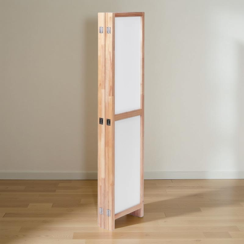 Partition Room Divider - 4 Panel Folding Privacy Screen Room Divider with Solid Wooden Frames