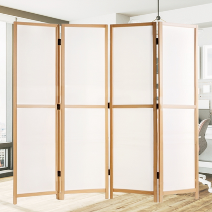 Partition Room Divider - 4 Panel Folding Privacy Screen Room Divider with Solid Wooden Frames