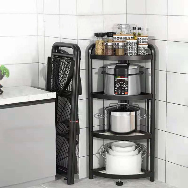 4 Tier Storage Rack Organizer - Stylish Metal 4 Tier Multipurpose Kitchen Shelf Corner Storage Rack Organizer