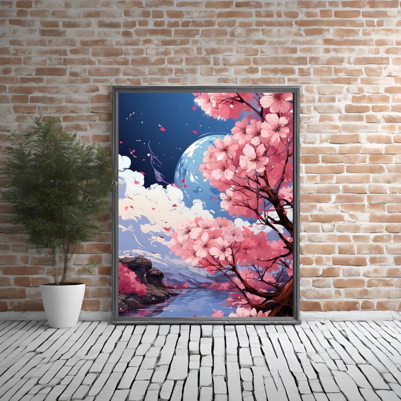 Wall Art Deco -  Beautiful Sakura Cherry Blossom Wall Art Print with A Random Lightweight 30*40cm Frame