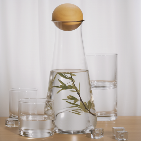 Borosilicate Carafe Set - 5 Piece Stunning Borosilicate Carafe and Glass Set with Wooden Cork