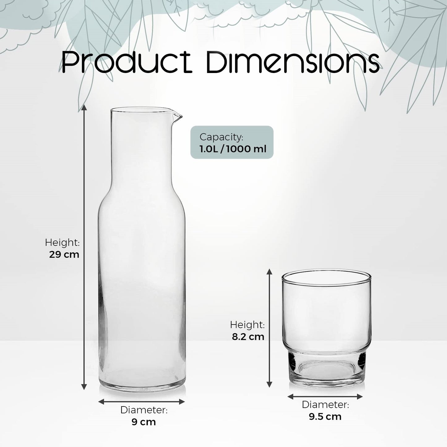 Borosilicate Carafe Set - 5 Piece Stylish Borosilicate Carafe and Glass Set