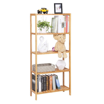 Free Standing Storage Rack - 5 Tier Bamboo Free Standing Storage Shelving Unit