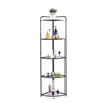 5 Tier Storage Rack Organizer - Stylish Metal 5 Tier Multipurpose Kitchen Shelf Corner Storage Rack Organizer