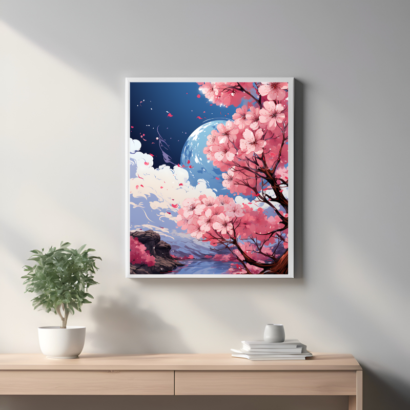 Wall Art Deco -  Beautiful Sakura Cherry Blossom Wall Art Print with A Random Lightweight 30*40cm Frame