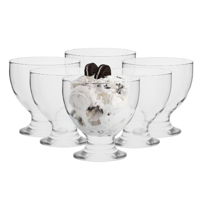 Dessert Glass Bowl Set - 6 Piece Footed Dessert Ice Cream Glass Bowl Set (235ml)