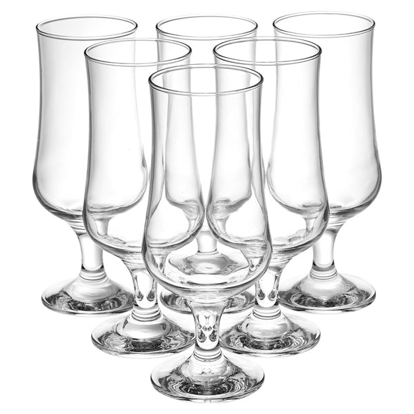 Beer Glass Set - 6 Piece Tulip Shape 370ml Stemmed Drinking Beer Glass Set