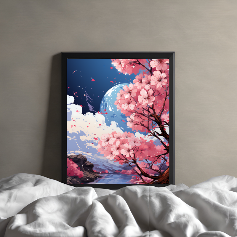 Wall Art Deco -  Beautiful Sakura Cherry Blossom Wall Art Print with A Random Lightweight 30*40cm Frame