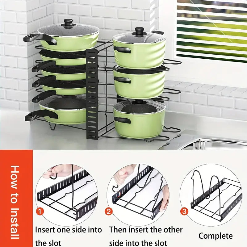 8-Tier Double-Sided Metal Space-Saving Kitchen Storage Organizer Rack