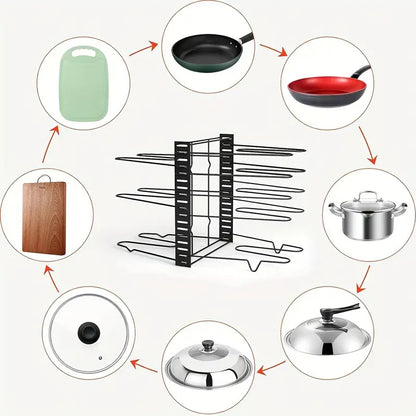 8-Tier Double-Sided Metal Space-Saving Kitchen Storage Organizer Rack