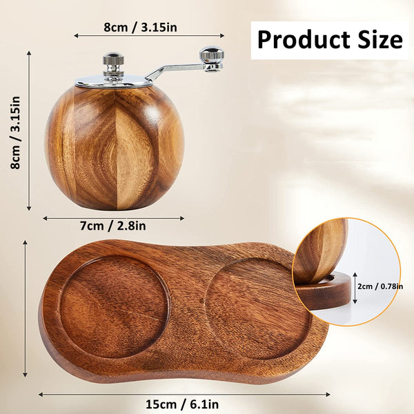 Acacia Wood Ball Pepper Grinder Set